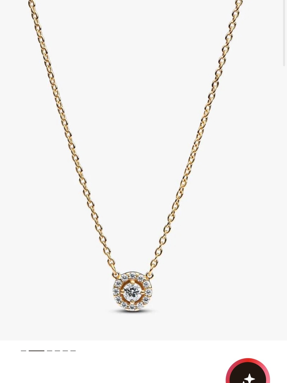 Pandora Gold Tone Halo Necklace with Clear Stones